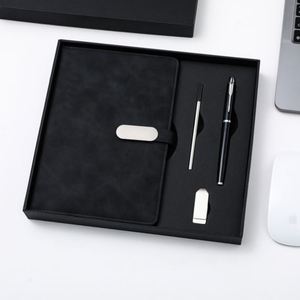 Juego de Regalo de Cuaderno A5 de Lujo, Agenda Personalizada de Cuero PU, Incluye Bolígrafo Metálico y Caja USB para Organización - Product Image 1