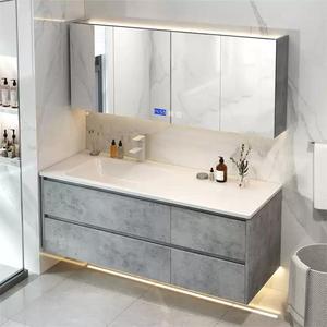 Losa de roca moderna, doblado en caliente, sin costuras, un lavabo, gabinete de baño, combinación de espejo inteligente, gabinete de baño simple, lavabo - Product Image 3