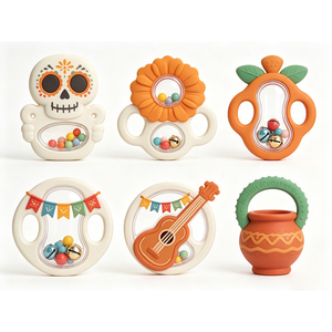 PAISEN Mordedor de Silicona para Bebé con Diseño del Día de Muertos Mexicano, Juguete Sensorial Temático del Día de los Muertos, Decoración para el Hogar - Product Image 5