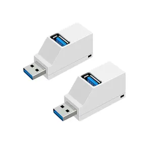 قارئ أقراص صغير أبيض بمقبس USB 3.0 ومحول USB 3.0 عالي السرعة بثلاث منافذ ومقسم USB للكمبيوتر المحمول نوع مخرج تيار مباشر