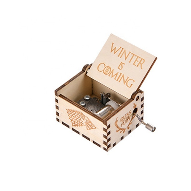 Hot Selling Colorful Laser Engraved Hand Crank Mini Custom Diy Wooden Music Box