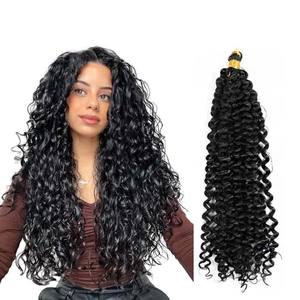 Offre Spéciale 14-22 pouces vague d'eau profonde cheveux bouclés pré-bouclé Ombre <span class=keywords><strong>deux</strong></span> tons crochet mèches de cheveux synthétiques pour tresses africaines - Product Image 1