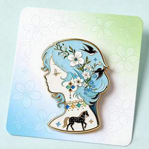 Autumn Folk Art Lapel <b>Pin</b> Irregular Shape Gold Plated Hard Enamel Metal Collectible <b>Badge</b> - Product Image 1