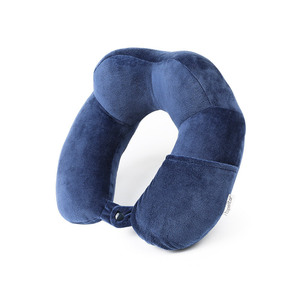 Almohada de Viaje en Forma de U, Azul, Lavable, para Adultos, con Soporte Cervical Cómodo y Diseño de Doble Cresta - Product Image 2