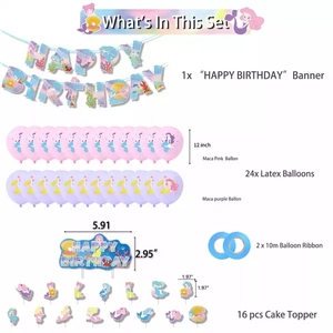 Palmy sirène princesse thème fête décor <span class=keywords><strong>anniversaire</strong></span> papier bannière feuille ballon gâteau Topper décoration <span class=keywords><strong>petite</strong></span> sirène fête fournitures - Product Image 4