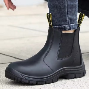 LB1079N-1 Botas de Trabajo de Cuero Genuino Impermeables y Anti-Impactos Más Vendidas con Puntera de Acero, Botas de Seguridad Chelsea Sin Cordones - Product Image 1