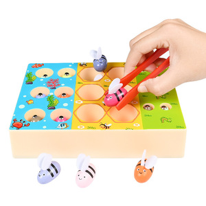 Personalizado Montessori niños <span class=keywords><strong>de</strong></span> madera 3 en 1 Clip <span class=keywords><strong>de</strong></span> pesca abeja <span class=keywords><strong>juego</strong></span> <span class=keywords><strong>de</strong></span> <span class=keywords><strong>mesa</strong></span> educativo juguetes <span class=keywords><strong>de</strong></span> regalo para niños y niñas - Product Image 3