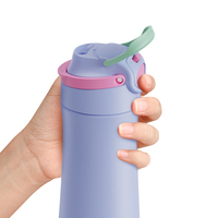 Botella de Agua Aislada con Agarre Delgado para Niños, de Acero Inoxidable, con Cierre al Vacío, Botón de Apertura, Boquilla Plegable y Asa