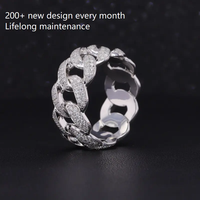 Starsgem personnalisé mossonite cubain 925 argent sterling vvs mossanite diamant hiphop hip hop mens moissanite cuban link ring