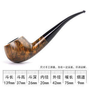 Bent Tobacco Pipe Briar Wood Apple Billiard Shape Smoking Pipe Men's Traditional Smoking Set - Product Image 4