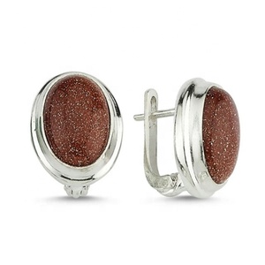 Solide 925 argent Sterling soleil pierres précieuses boucle d'oreille à la main lunette réglage rhodium à la mode fête de mariage bijoux en argent cadeau - Product Image 1