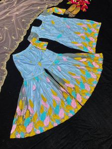 ชุดเดรสชาราสำหรับเด็กผู้หญิงจากอินเดียดีไซน์ล่าสุดชุดแต่งงานสไตล์อินเดียดั้งเดิม - Product Image 4