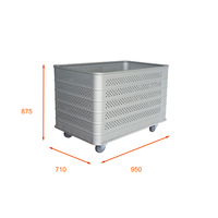 Chariot de blanchisserie hospitalier en aluminium anodisé TER, panier à linge moyen format, capacité 428L