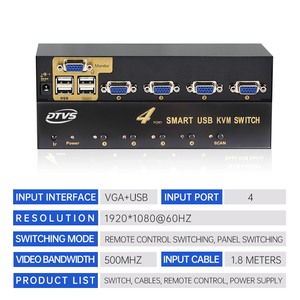 Dtvs <span class=keywords><strong>4</strong></span>-in-1 VGA + <span class=keywords><strong>USB</strong></span> 1080p 60Hz <span class=keywords><strong>usb</strong></span>-kích hoạt mở rộng hiển thị 1920*1080 <span class=keywords><strong>KVM</strong></span> chuyển đổi cho đa-máy tính điều khiển - Product Image 5