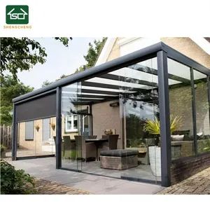 Bâtiments de jardin Aluminium Wintergarten Mural Sunroom Glass House véranda en aluminium avec paroi coulissante en verre