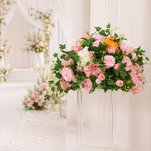 Sfera di Rose Artificiali in Seta <span class=keywords><strong>e</strong></span> Plastica LUYI Personalizzata di Alta Qualità, <span class=keywords><strong>Rosa</strong></span> <span class=keywords><strong>e</strong></span> Bianca, per Decorazioni Centrotavola per Matrimoni <span class=keywords><strong>e</strong></span> Feste - Product Image 5