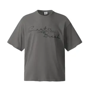 Envío de la gota Streetwear Heavyweight camiseta Oversize 100 algodón camiseta bordado carta gota hombro camisetas hombres