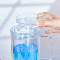 BSBH Gobelet en plastique acrylique 40oz sans BPA, à double paroi, avec poignée, style globe à neige, personnalisable, avec couvercle pour paille, pour boissons