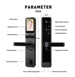 Serrure numérique résistante au feu Smartek E908F TUYA WIFI, sans clé, empreinte digitale, code, <span class=keywords><strong>carte</strong></span> RFID avec sonnette pour la maison, Airbnb 6068 7068 - Product Image 6