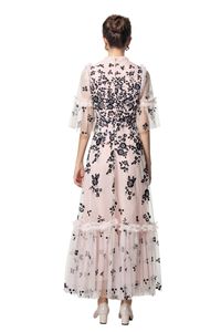 4XL 3XL 2XL abiti per festa di nozze 2025 primavera donna Sexy <span class=keywords><strong>Tulle</strong></span> maglia ricamato manica corta dolce rosa <span class=keywords><strong>lungo</strong></span> Maxi abito Festival - Product Image 2