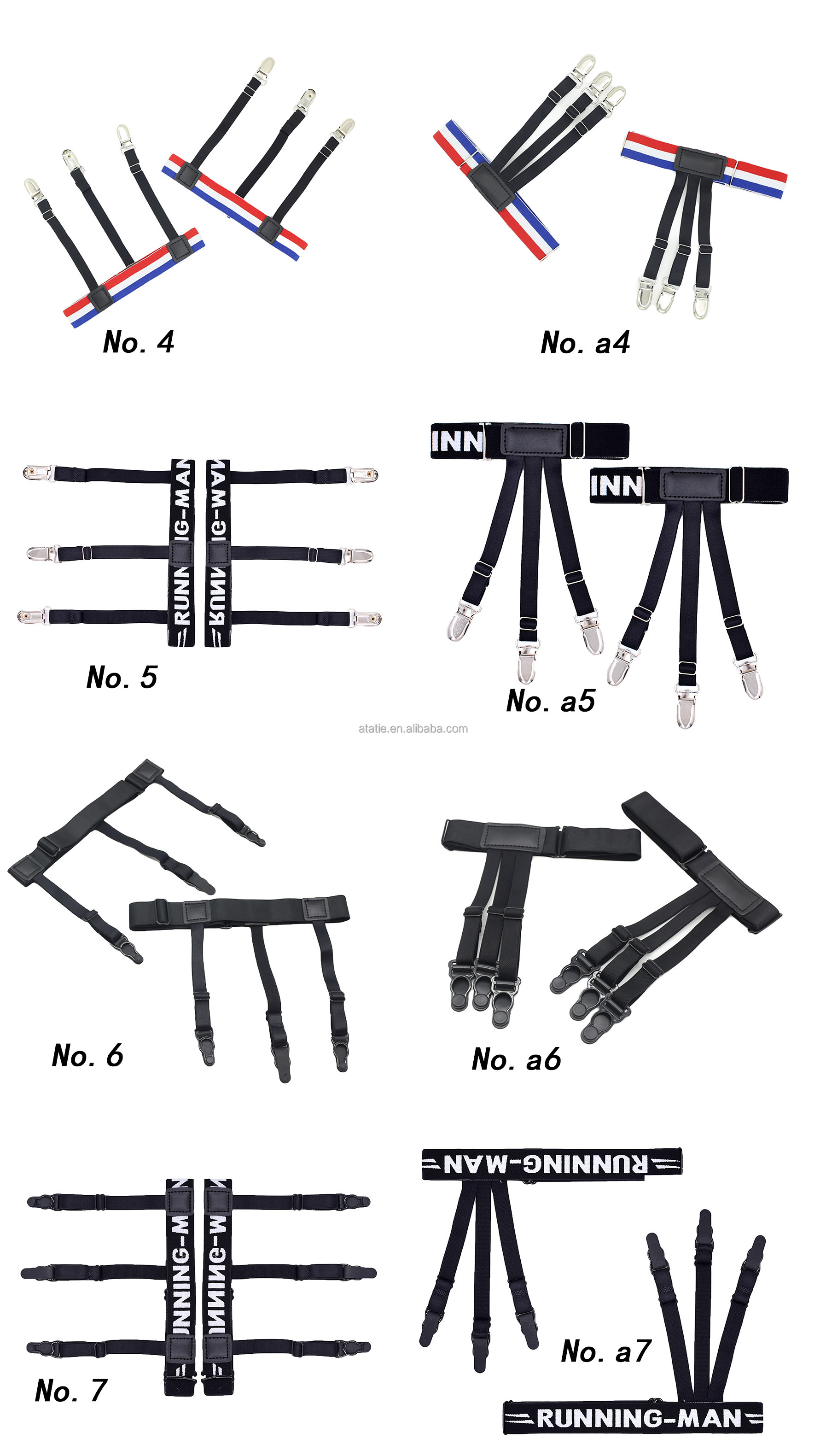 Bretelle da uomo Cinghie elastiche con 4 clip Bretelle per