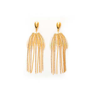 Fashion Drop <b>Earrings</b> PVD Gold Plated 316L Stainless Steel Sustainable Resistant Long Tassel Design - Product Image 1