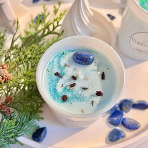 Bougie parfumée en cire de soja naturelle faite à la main dans un bocal en verre de luxe Aikun avec cristaux - Product Image 4