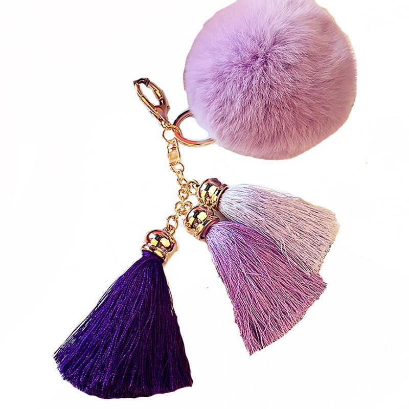 Брелок для ключей с милой овечкой из искусственной пушистой бахромой помпоном