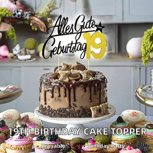 Decorazione per Torta Qibai Riutilizzabile, Topper Glitterato per Torta di Compleanno 19 Anni per Donne e Uomini - Product Image 2