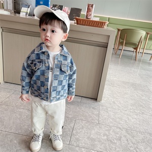 2024 Offre Spéciale Style décontracté Plaid Denim jean veste pour garçons à manches longues enfants manteaux amples Parkas vêtements d'extérieur - Product Image 3