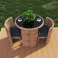 Fulin Ensemble de Mobilier de Jardin de Haute Qualité 3 Pièces pour Balcon, Table et Chaises de Café en Rotin pour Extérieur (2 Personnes)