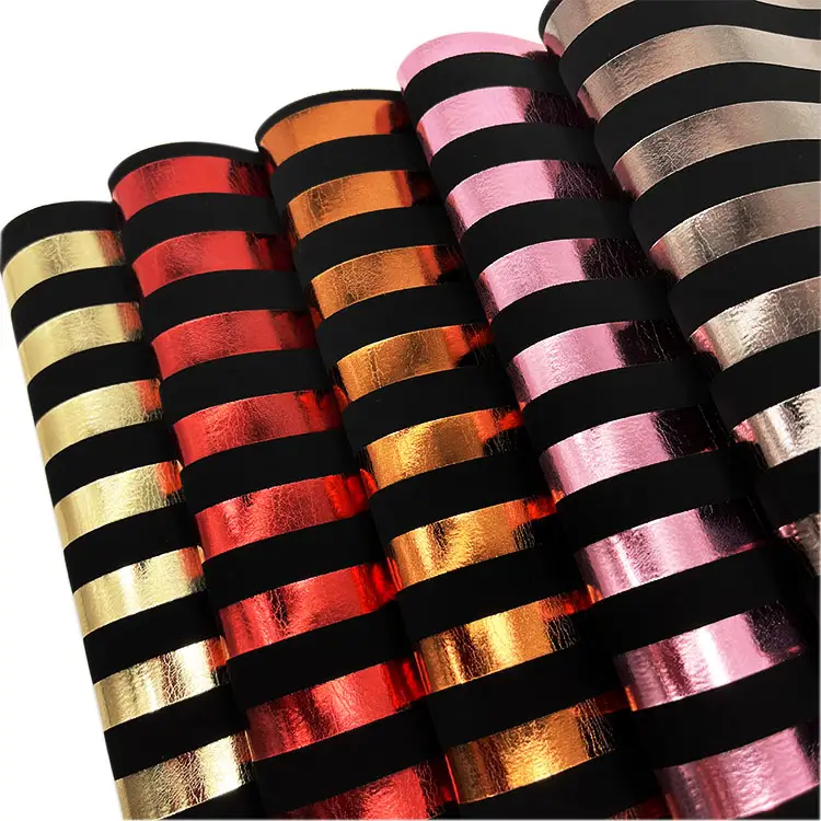 The latest style creative striped metal film suede PU leather synthetic leather suitable for bags and shoes