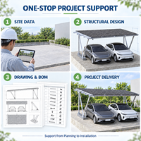 Système de montage de carport solaire en aluminium sur mesure, certifié CE, structure de stationnement double, surface anodisée, résistant aux vents