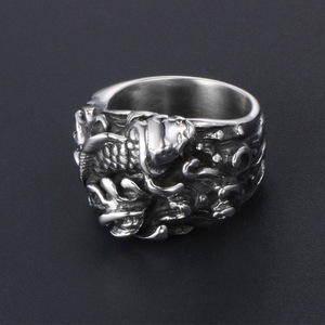 Chinese Style Koi Fish Wave <b>Men</b> Women Unisex <b>Titanium</b> Steel <b>Ring</b> Party Jewelry SA463 - Product Image 3