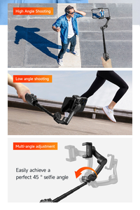 Estabilizador de <span class=keywords><strong>Gimbal</strong></span> de <span class=keywords><strong>3</strong></span> <span class=keywords><strong>Ejes</strong></span> Antivibración M05 con Extensión de 184 mm, Control Remoto Desmontable, Soporte Flexible para Teléfono para Escritorio - Product Image 3