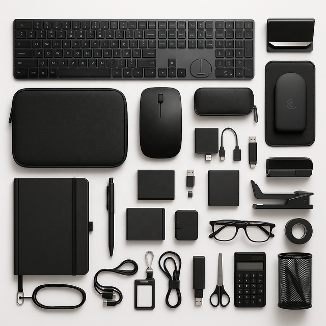 Stylish Work Desk Organization Set with File Holder Mouse Pad Notebook and Card Case for Daily Office Use