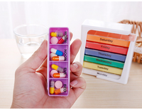 Pastillero de Plástico con Cajones de Colores Arcoíris, Organizador Semanal de 28 Compartimentos