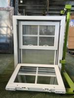 Ventana Corredera Vertical de Vinilo UPVC Insonorizada y Fácil de Limpiar, Ventanas de Doble Hoja de Vinilo con Rejillas