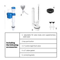 Kit de réparation de toilettes à montage supérieur JIELIN - Composants durables, résistants à la corrosion, à chasse d'eau unique, réglables, économiseurs d'eau, écologiques et faciles à installer