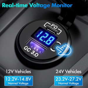 12V/24V <span class=keywords><strong>USB</strong></span> <span class=keywords><strong>C</strong></span> 20W PD Loại <span class=keywords><strong>C</strong></span> 18W QC 3.0 sạ<span class=keywords><strong>c</strong></span> xe hơi ổ <span class=keywords><strong>c</strong></span>ắm với LED Vôn kế <span class=keywords><strong>c</strong></span>ông tắ<span class=keywords><strong>c</strong></span> điện <span class=keywords><strong>USB</strong></span> sạ<span class=keywords><strong>c</strong></span> xe hơi cho thuyền xe biển - Product Image 2