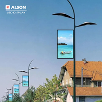 Écran LED double face ALSON pour extérieur, P4, étanche, pour poteau d'éclairage public, poteau publicitaire, écran LED SMD pour poteau lumineux, fabricant