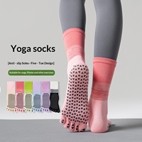 Calcetines de Yoga de 5 Dedos para Mujer, Pilates, Gimnasio, Deportes de Interior, Antideslizantes, de Algodón, Color ODM, Micropresión, Antibacterianos, Absorbentes del Sudor