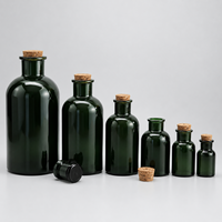 Flacon à réactifs en verre vert foncé avec bouchon en liège naturel 30ml 60ml 125ml 250ml 500ml 1000ml Échantillon de laboratoire opaque