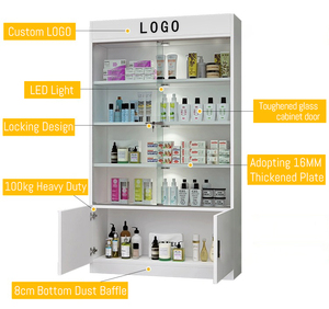 Estantería de Exhibición de Cosméticos Kainice, Almacenamiento de Maquillaje, Estante para Esmalte de Uñas para Salón de Belleza, Vitrina Moderna de Madera y Vidrio - Product Image 4