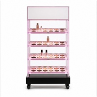Expositor de Cosméticos LED Personalizado, Estante de Maquillaje Acrílico con Caja de Luz sobre Ruedas, Accesorio para Tienda de Belleza, Fabricante OEM ODM