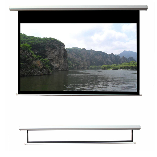 100" 120" Inch Motorized Electric Projector Screen with Remote Control Polyester Fabric
