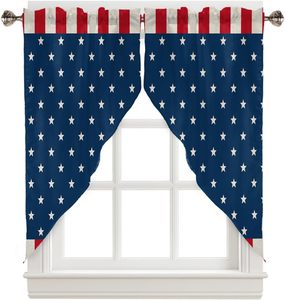 Tende a strati e mantovane con motivo a stella patriottica 'Let Freedom Ring' per il Giorno dell'Indipendenza, decorazioni per finestre e cucina - Product Image 4