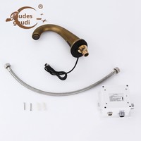 Robinet de lavabo intelligent infrarouge tout en cuivre transfrontalier à détection automatique, monotrou eau froide, finition antique, nouveau modèle