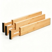 Personnalisez divers styles de séparateurs de tiroirs extensibles en bambou, adaptés aux tiroirs de cuisine et de chambre à coucher pour toute la famille.