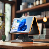 Système de point de vente tout-en-un à double écran tactile capacitif Jinshijie D02 15,6 pouces Windows pour restaurants, caisse enregistreuse de 3e génération